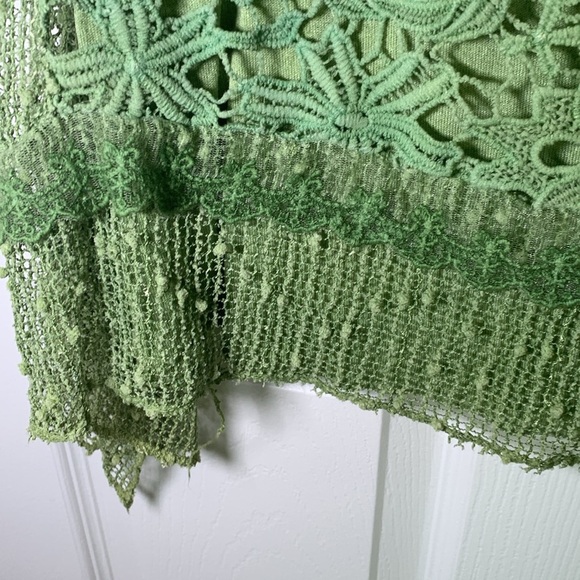 Green Lace Overlay Top silk blend made in Italy - Picture 4 of 8